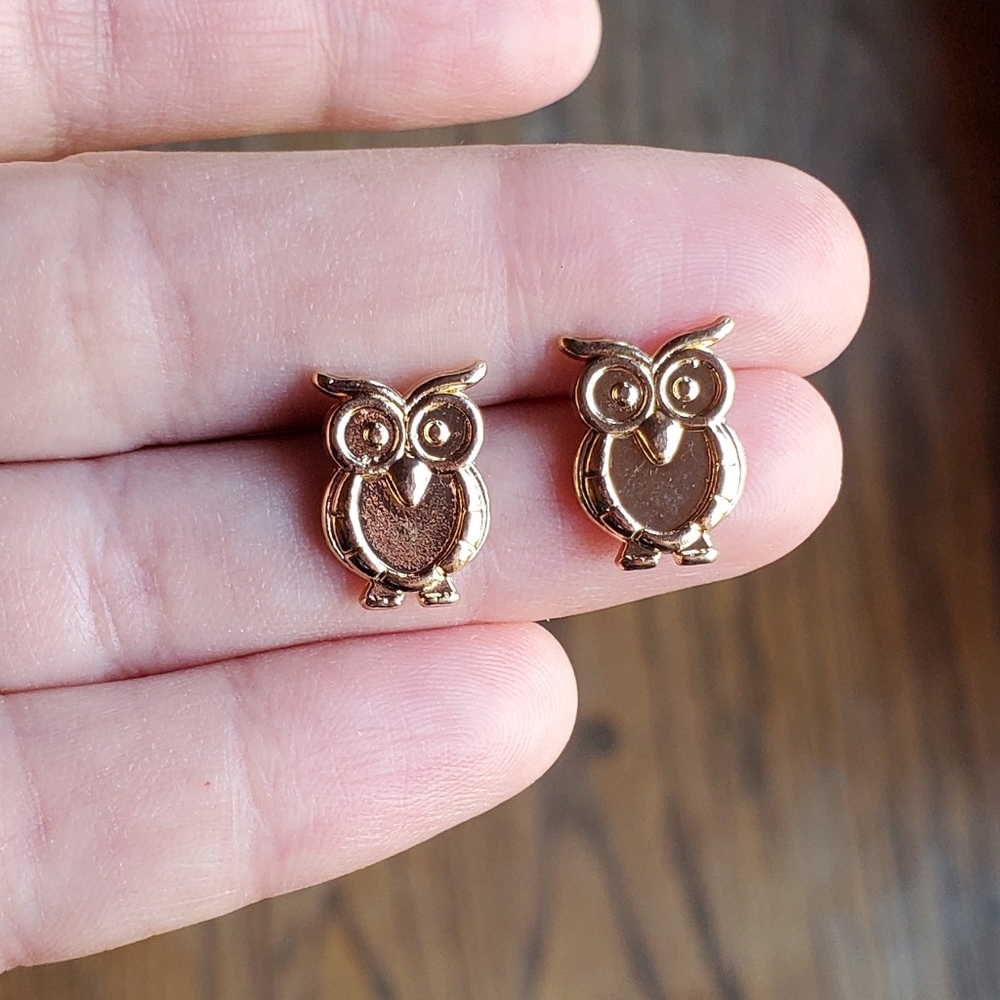 NWOT Gold Owl Studs - Picture 1 of 9